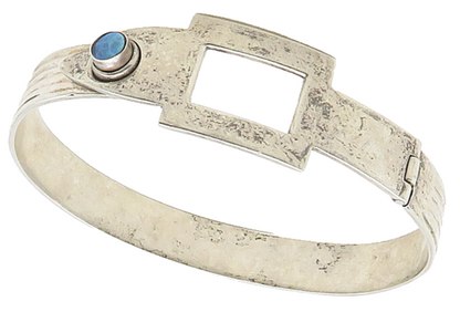DESIGNER 925 Silver  Vintage Turquoise Cutout Hook Bangle Bracelet  BT6627