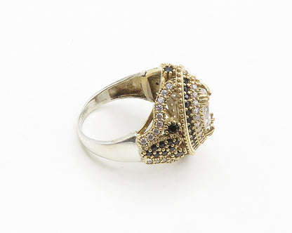 925 Sterling Silver  Cubic Zirconia & Hematite Cocktail Ring Sz 10.5  RG18124