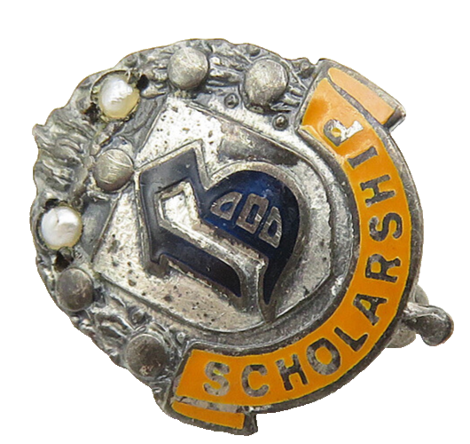 925 Sterling Silver  Vintage Petite Enamel Scholarship Brooch Pin  BP4202