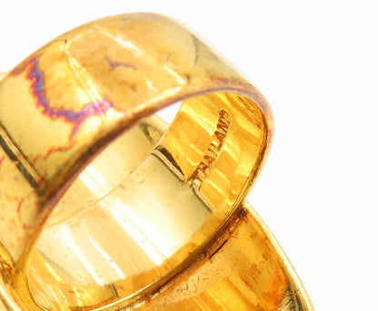 925 Sterling Silver Vintage Ring Gold Plated Hammered Shield Band  Sz 6  RG36947