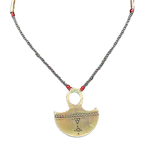 925 Sterling Silver  Vintage Dotted Etched Abstract Beaded Necklace  NE3853