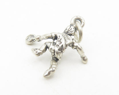 925 Sterling Silver  Vintage Petite Tennis Player Sports Drop Pendant  PT9229