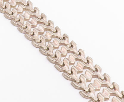 925 Sterling Silver Vintage Bracelet MILOR Geometric Multi Row Link  BT12215