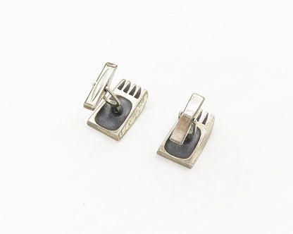 925 Sterling Silver  Vintage Dark Tone Split Design Cufflinks  TR2410