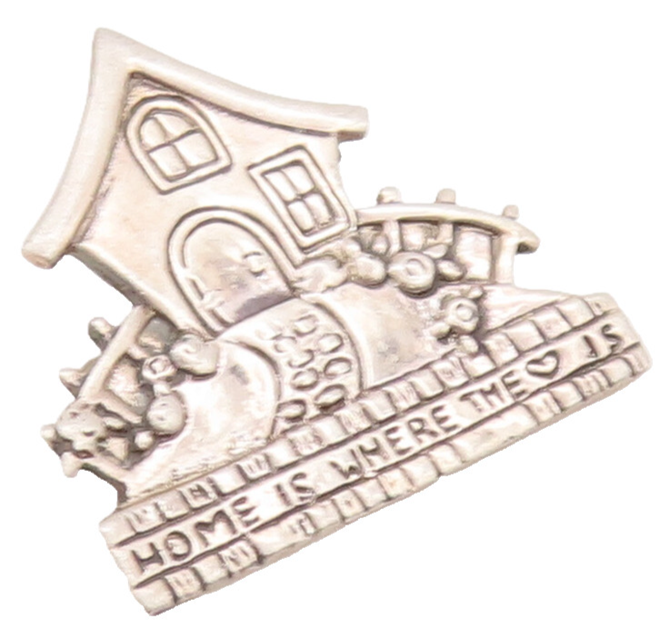 925 Sterling Silver Vintage Brooch Pin MARY ENGELBREIT Solid Carved Home BP10677