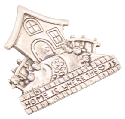 925 Sterling Silver Vintage Brooch Pin MARY ENGELBREIT Solid Carved Home BP10677