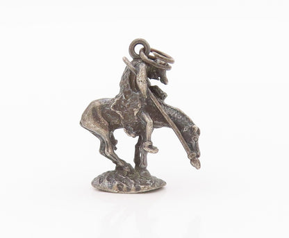 925 Sterling Silver Vintage Pendant Dark Tone Wounded Solder On Horse  PT23930