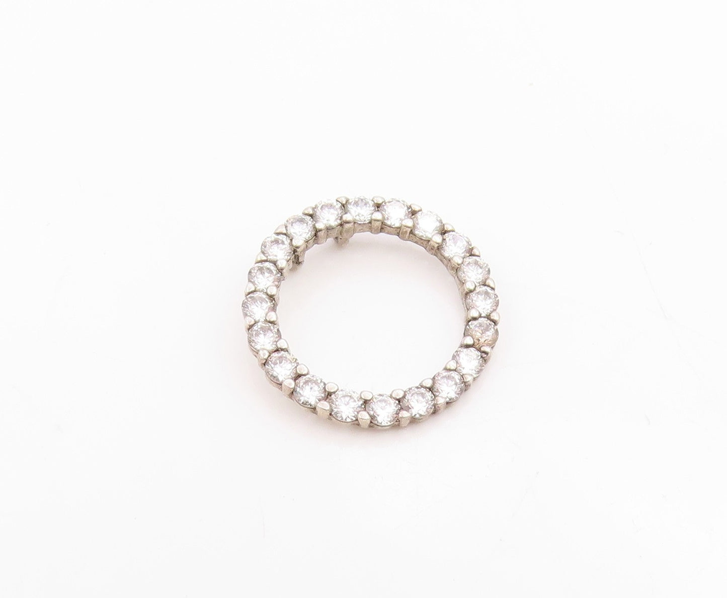 925 Sterling Silver Vintage Pendant Elegant Round Cut CZ Circle Outline  PT26180