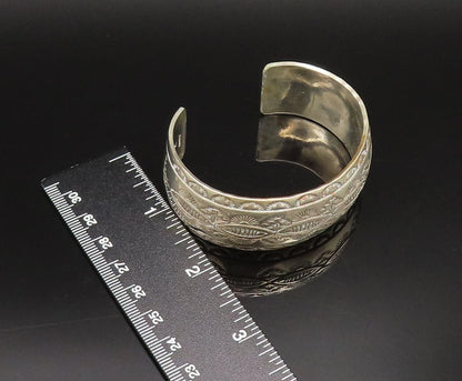 NAVAJO 925 Silver  Vintage Etched Lines & Patterns Cuff Bracelet  BT9748