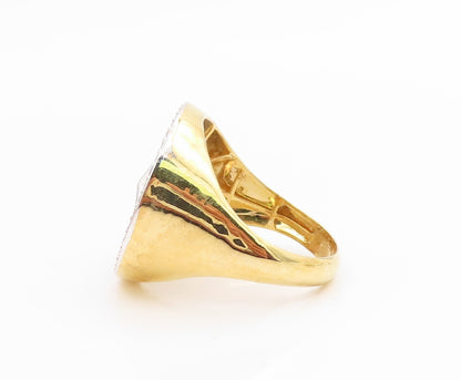 925 Sterling Silver Vintage Ring Gold Plated CZ Symbol Band  Sz 10  RG35714