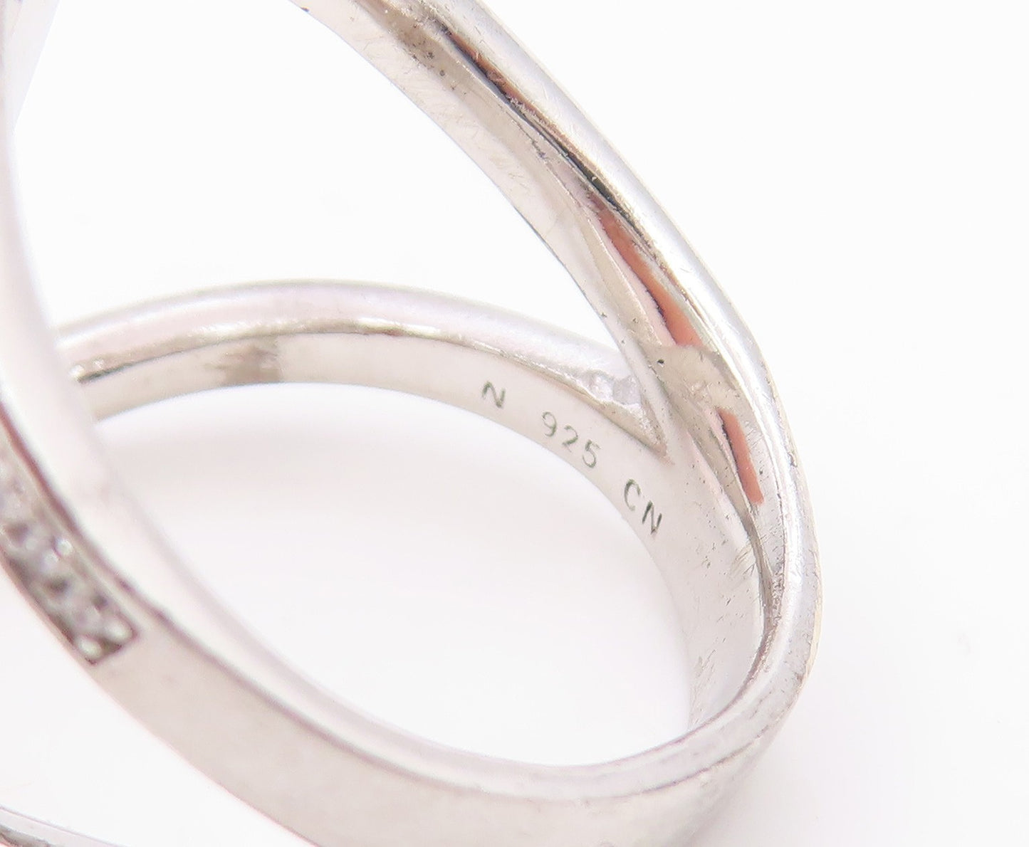 925 Sterling Silver Vintage Ring CZ Abstract Geometric Pave Band  Sz 7  RG35829