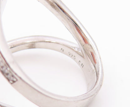 925 Sterling Silver Vintage Ring CZ Abstract Geometric Pave Band  Sz 7  RG35829