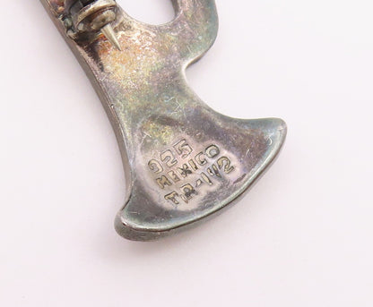 MEXICO 925 Silver  Vintage Musical Instrument Solid Trumpet Brooch Pin BP10479