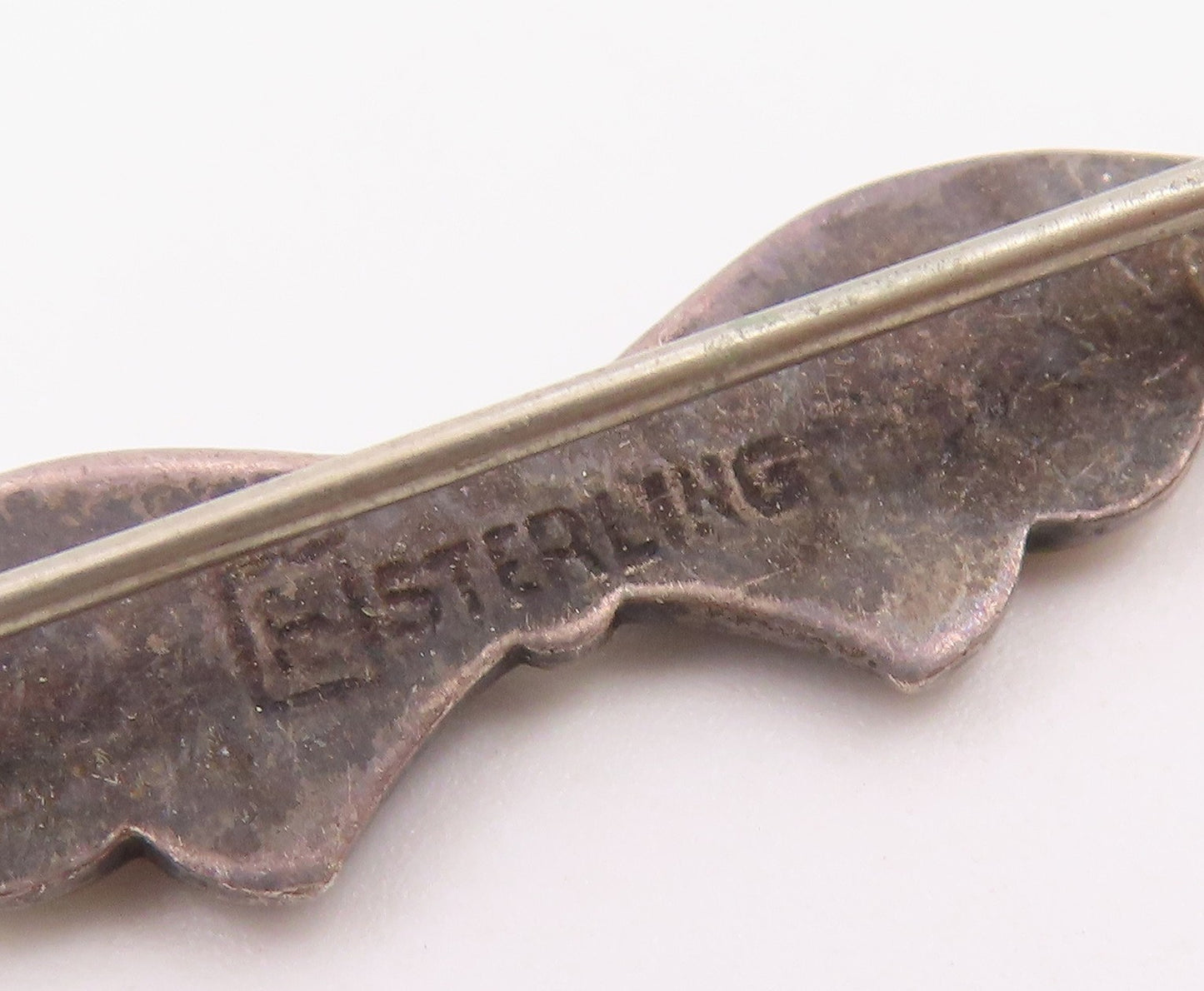 925 Sterling Silver  Vintage Antique Enamel Ribbon Bow Brooch Pin  BP8611