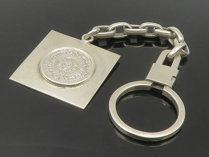 MEXICO 925 Sterling Silver  Vintage Mayan Aztec Sun Calendar Key Chain  TR2015