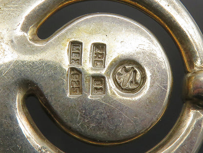925 Sterling Silver  Vintage Shiny Modernist Etched Face Pendant  PT19926