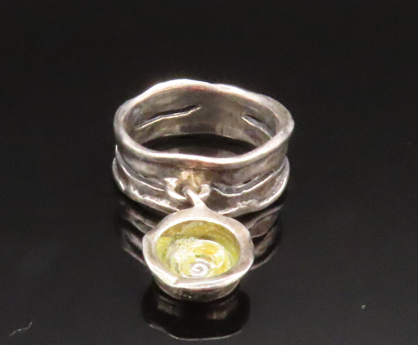 ISRAEL 925 Silver  Vintage Open Wavy Band Spiral Charm Ring Sz 7.5  RG25251