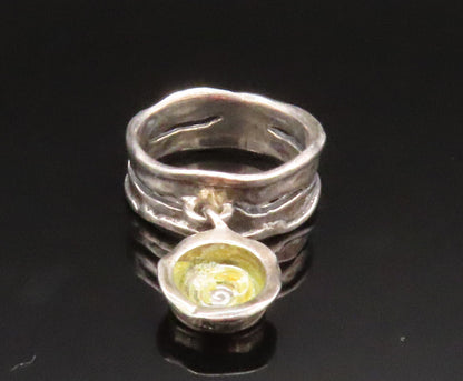 ISRAEL 925 Silver  Vintage Open Wavy Band Spiral Charm Ring Sz 7.5  RG25251