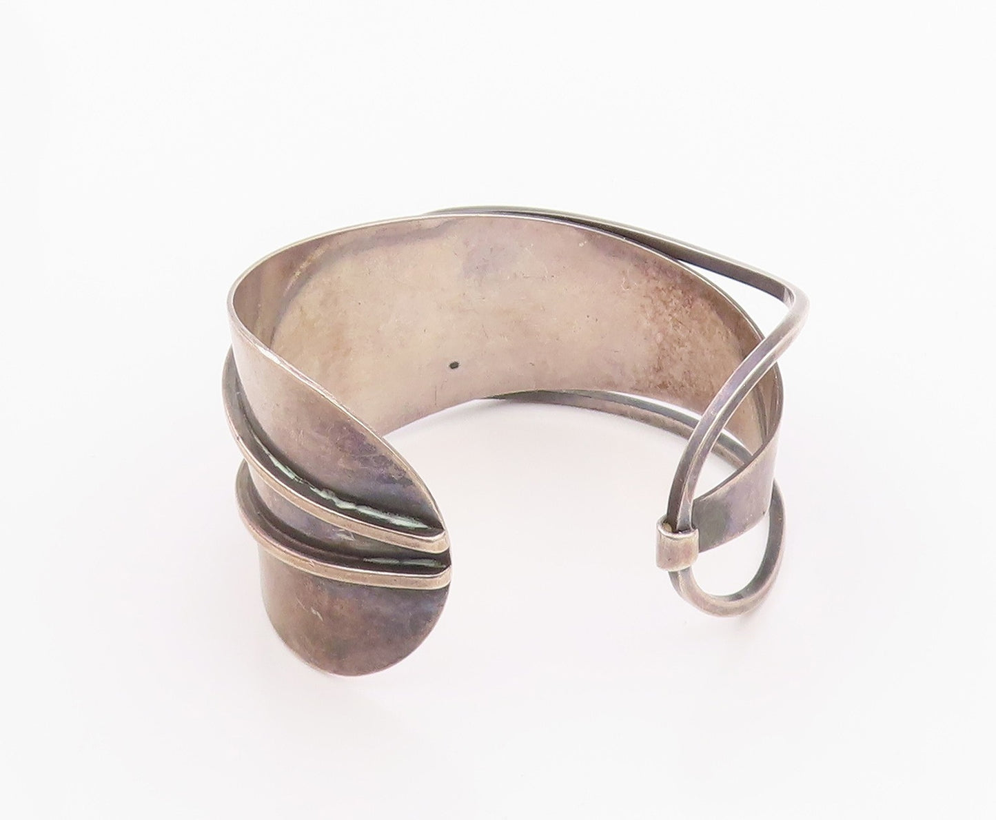 925 Sterling Silver Vintage Bracelet PAUL LOBEL Modernist Wavy Cuff  BT12127