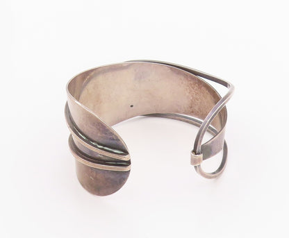 925 Sterling Silver Vintage Bracelet PAUL LOBEL Modernist Wavy Cuff  BT12127
