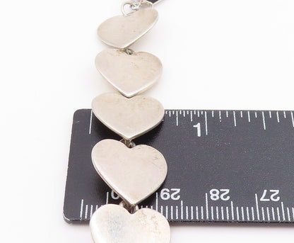 925 Sterling Silver Vintage Bracelet DENMARK Minimalist Love Heart Link  BT11681
