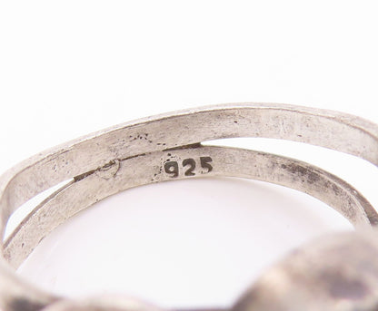 925 Sterling Silver Vintage Ring Oval Gemstone Swirly Cutout Band Sz 8.5 RG32950