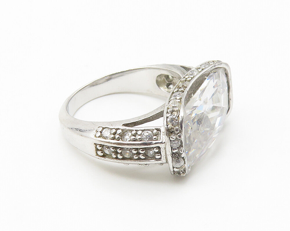 925 Sterling Silver  Sparkling Cubic Zirconia Square Band Ring Sz 5  RG10286