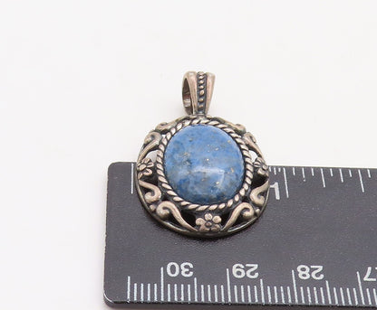 925 Sterling Silver Vintage Pendant CAROLYN POLLACK Swirly Carved Gem  PT23684