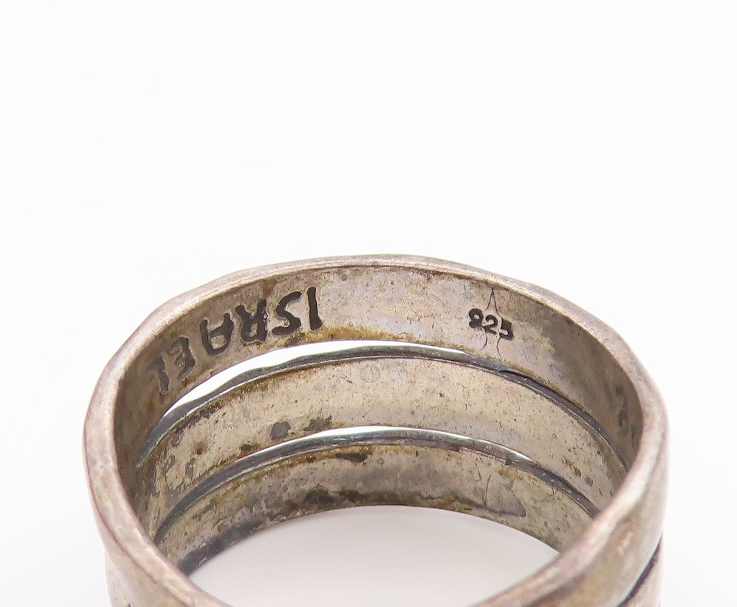 925 Sterling Silver Vintage Ring Dark Tone Hope Believe Love Band  Sz 8  RG33608
