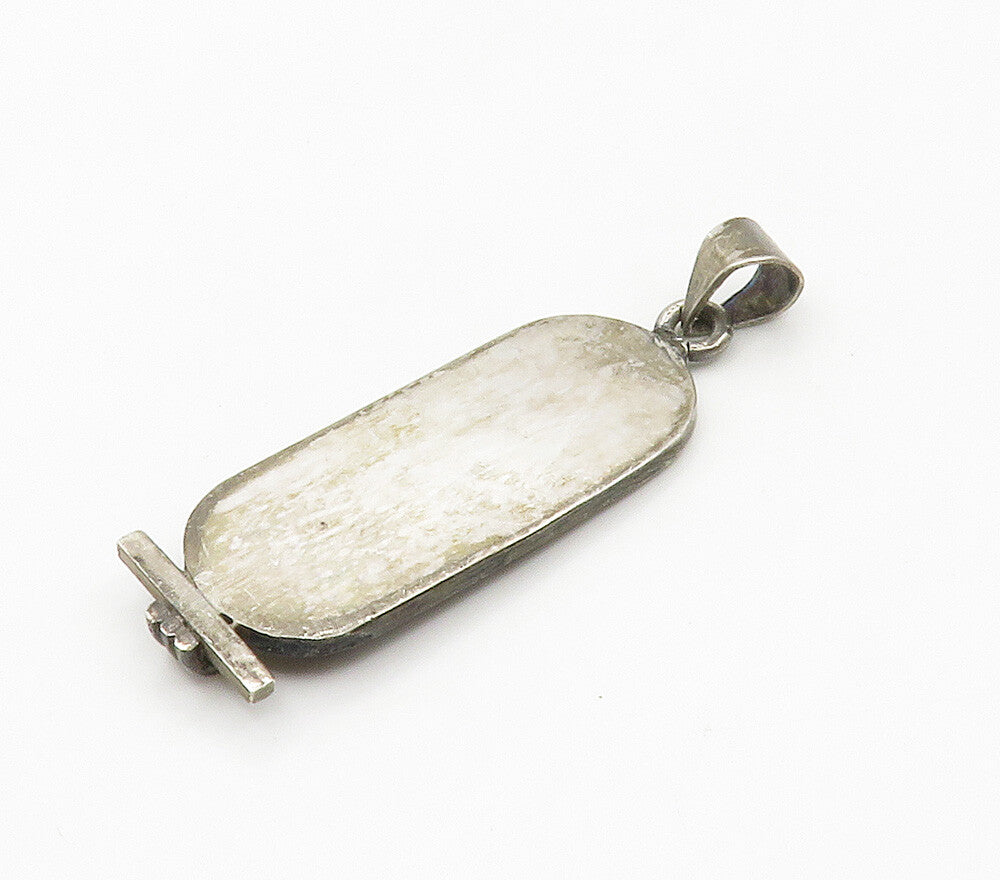 925 Sterling Silver Vintage Egyptian Hieroglyphics Cartouche Pendant PT12008