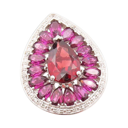 925 Sterling Silver Vintage Ring Diamonds  Amethyst & Garnet  Sz 5  RG32440