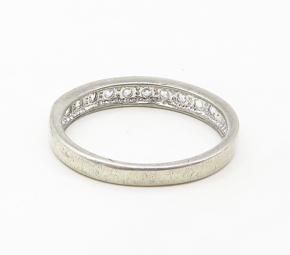 925 Sterling Silver  Sparkling Cubic Zirconia Smooth Band Ring Sz 9  RG16951