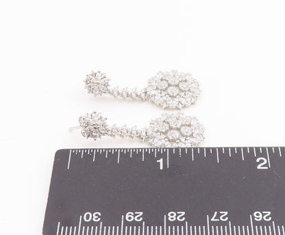925 Sterling Silver Vintage Earrings Multi Shape CZ Elegant Floral Drop  EG14218