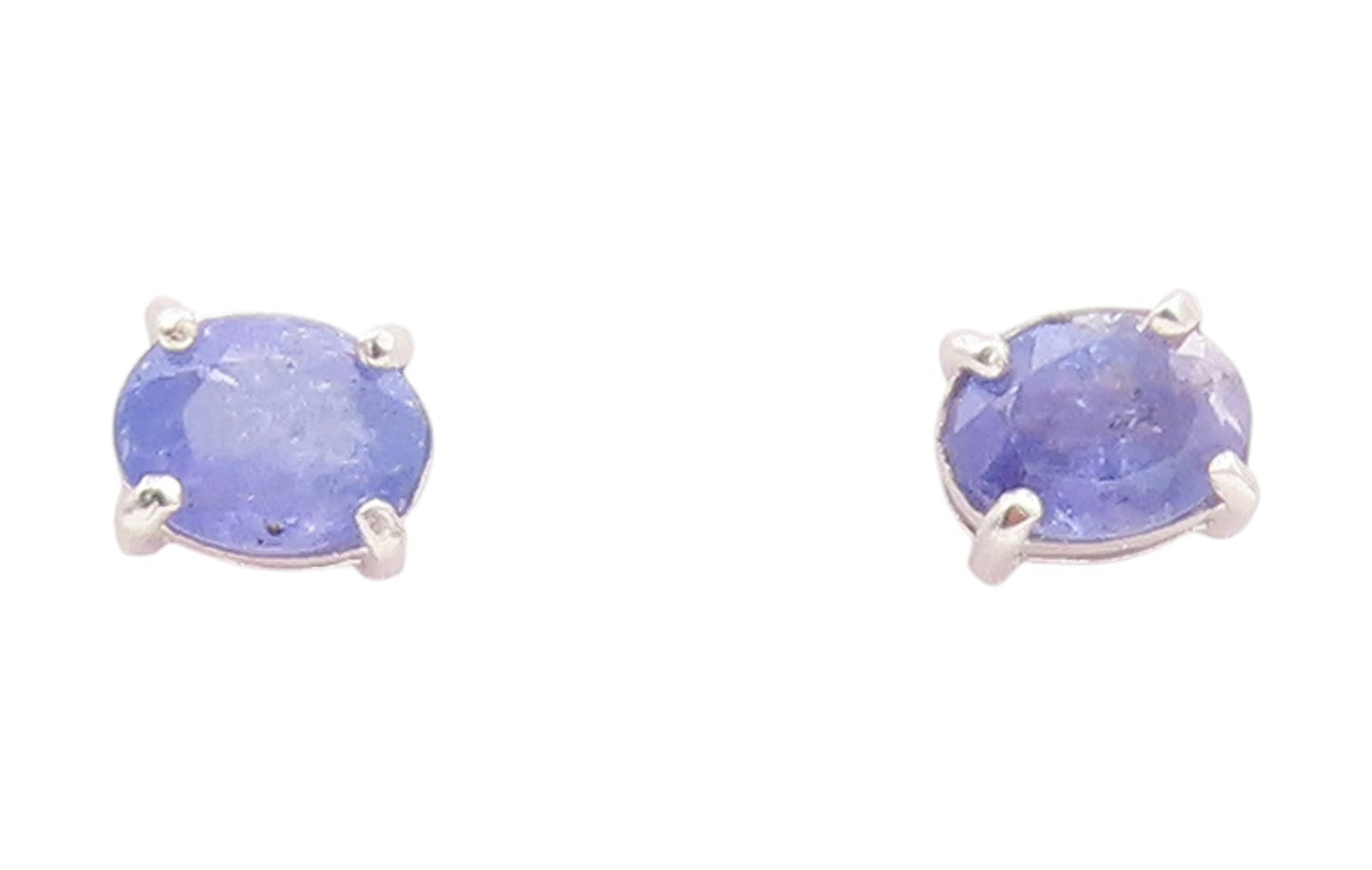 925 Sterling Silver Vintage Earrings Oval Cut Natural Tanzanite Studs  EG13912