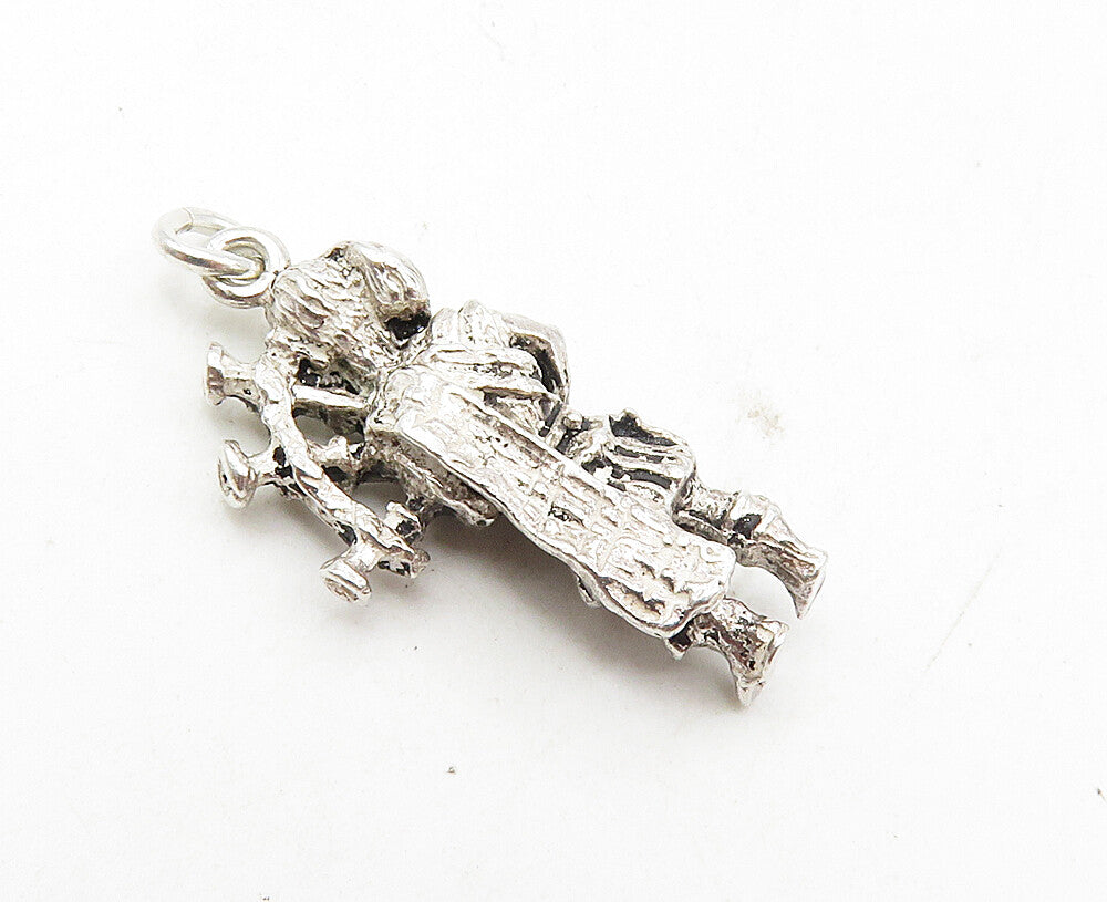 925 Sterling Silver  Vintage Petite Sculpted Bag Pipe Player Pendant  PT7041