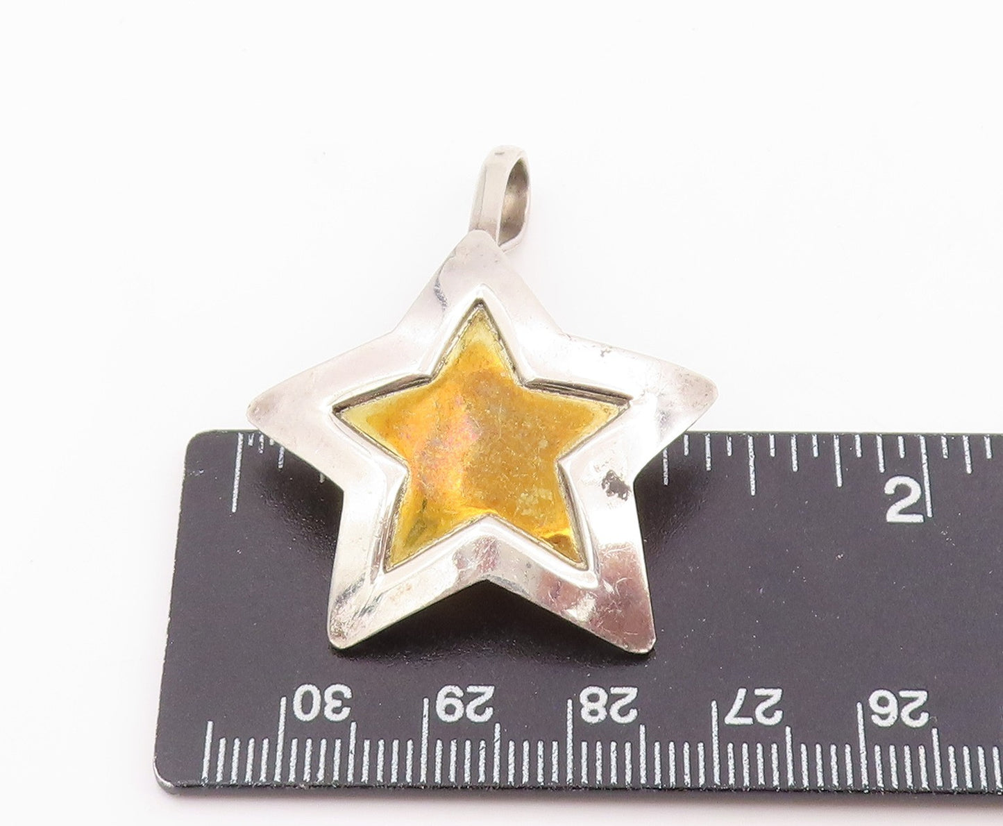 925 Sterling Silver Vintage Pendant Modernist Two Tone Celestial Star  PT26145