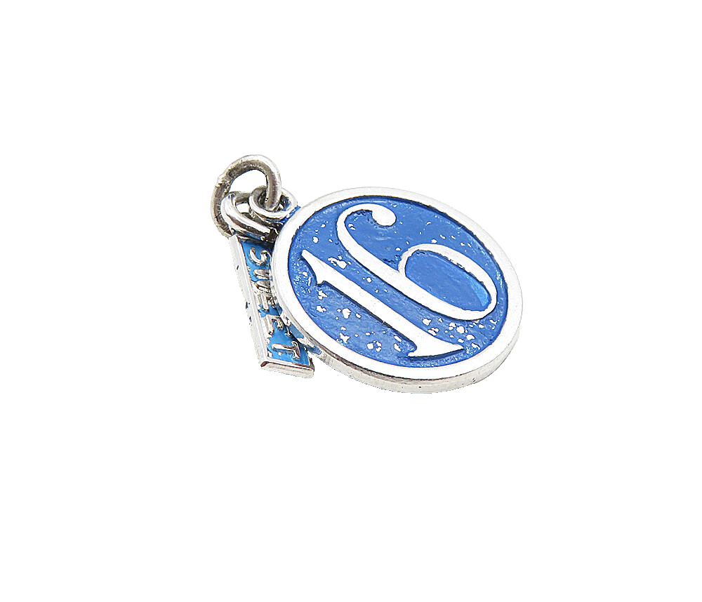 925 Sterling Silver  Shiny Enamel Coated Sweet 16 Birthday Pendant  PT6854