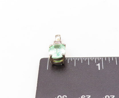 925 Sterling Silver Vintage Pendant Minimalist 2 Tone CZ Inlay  PT23609