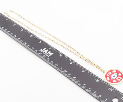 925 Sterling Silver Vintage Necklace Gold Plated CZ Good Luck Medallion  NE4928