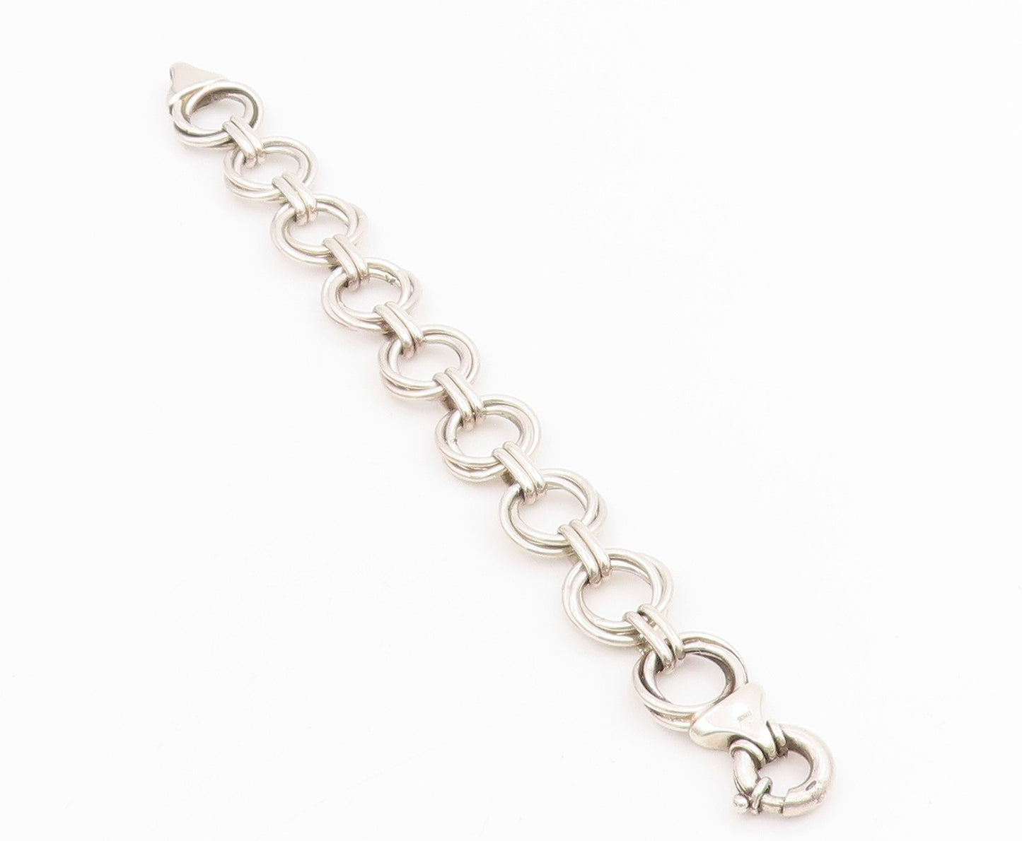 925 Sterling Silver Vintage Bracelet Interlocking Geometric Circles BT11558