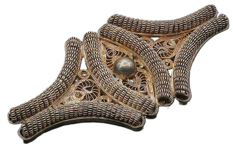 MEXICO 925 Sterling Silver  Vintage Dark Tone Filigree Brooch Pin  BP4118