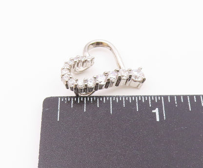 925 Sterling Silver  Vintage Shiny Cubic Zirconia Love Heart Pendant  PT16428