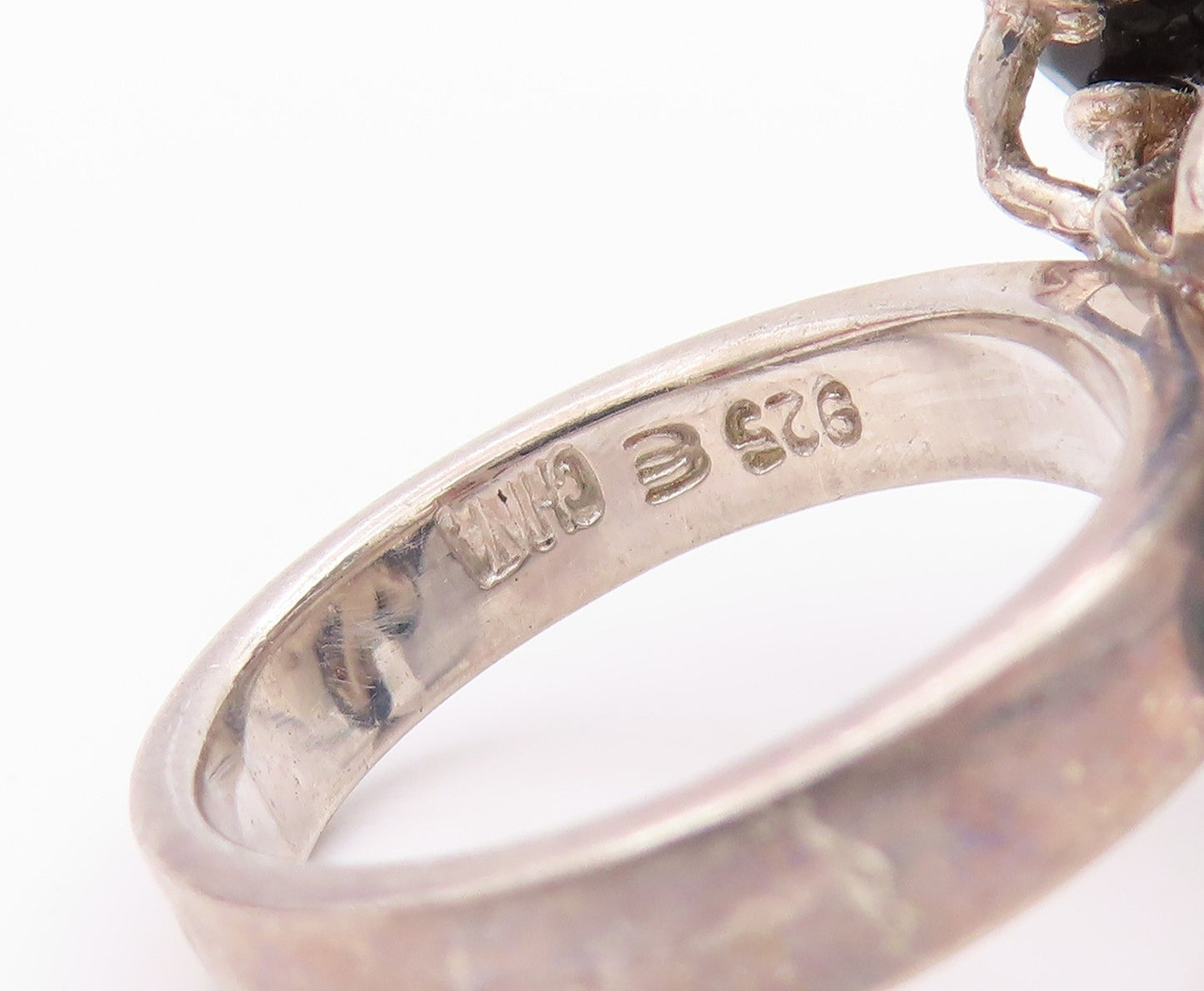 925 Sterling Silver Vintage Ring Modernist Gemstone Beads & CZ  Sz 6  RG33131
