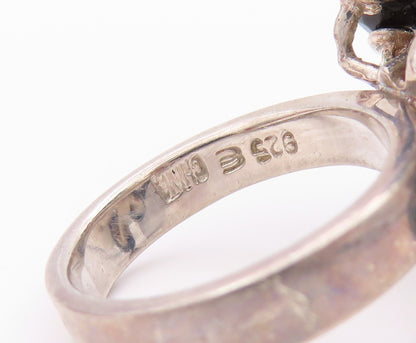 925 Sterling Silver Vintage Ring Modernist Gemstone Beads & CZ  Sz 6  RG33131