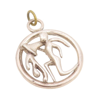 925 Sterling Silver Vintage Pendant Solid Cutout Dancing Couple  PT24332