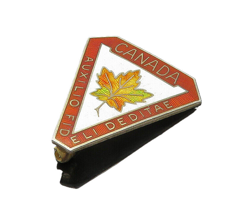 BIRKS 925 Sterling Silver  Vintage Enamel Coated Canada Brooch Pin  BP6754