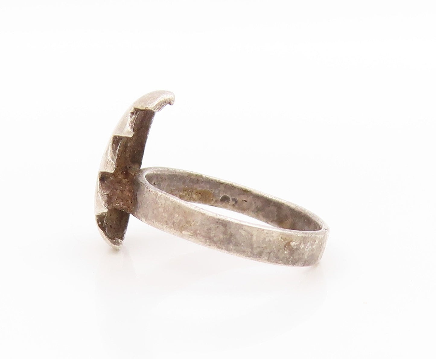 925 Sterling Silver Vintage Ring Asymmetrical Cracked Shell Band Sz 6.5 RG33551