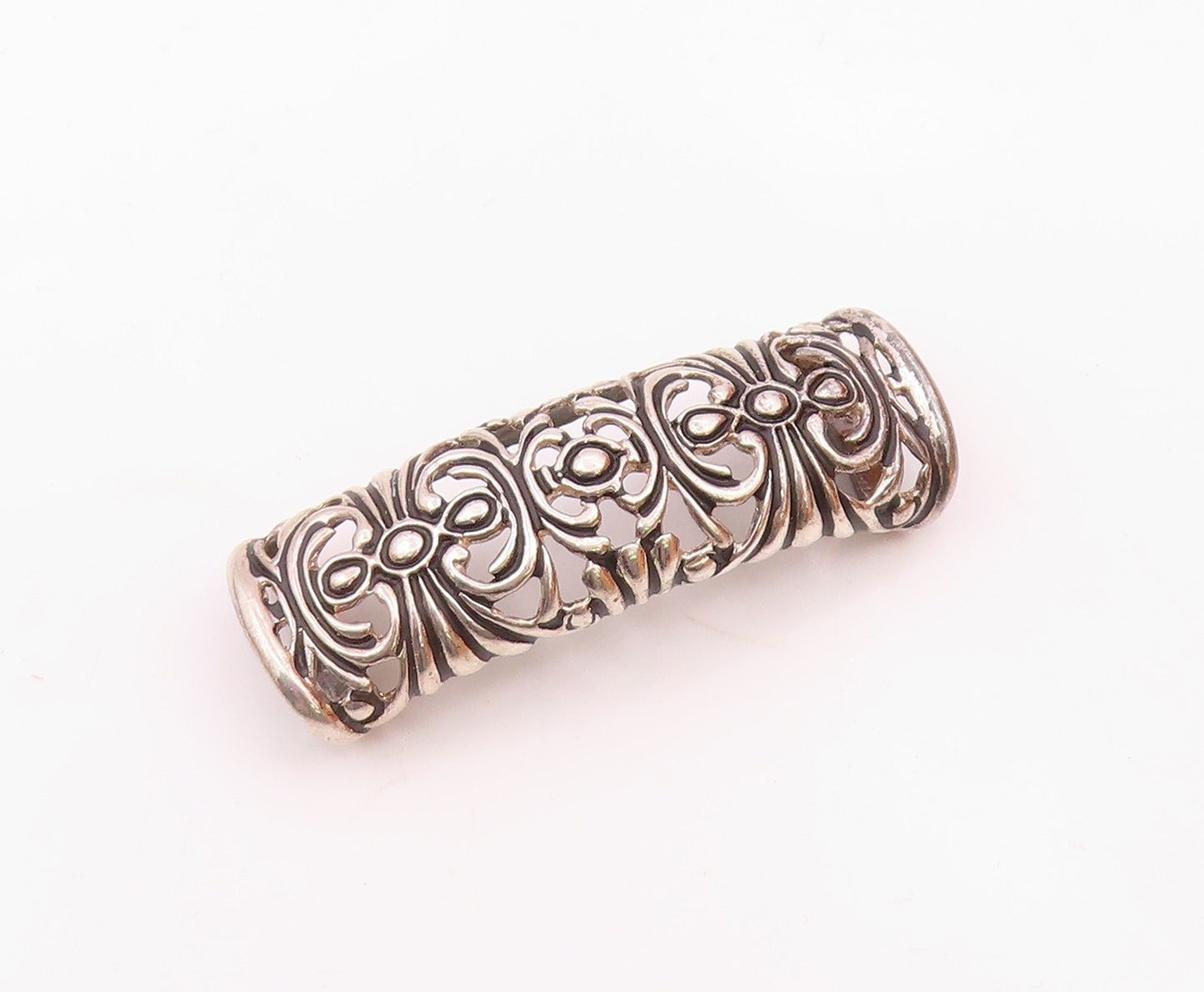 ESPO SIG 925 Sterling Silver Vintage Scalloped Swirl Linear Dome Pendant PT20403