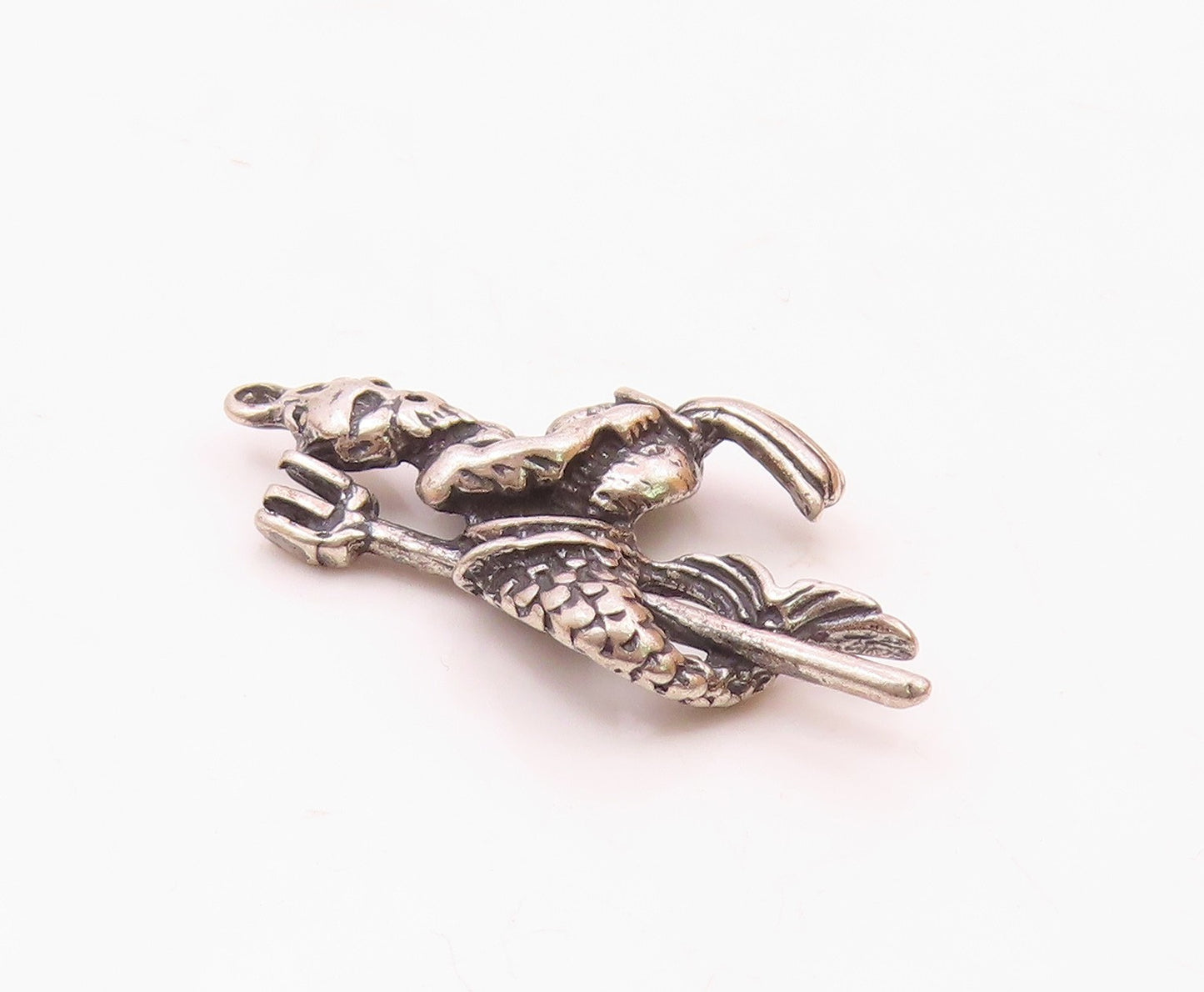 925 Sterling Silver  Vintage Aqua Man Motif With Trident Pendant  PT21687