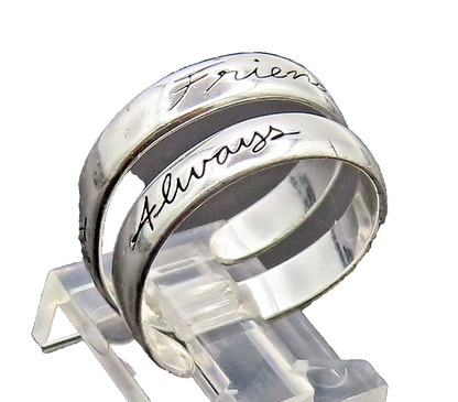 925 Silver  Vintage Crossover Etched Friends Adjustable Ring Sz 9  RG26911
